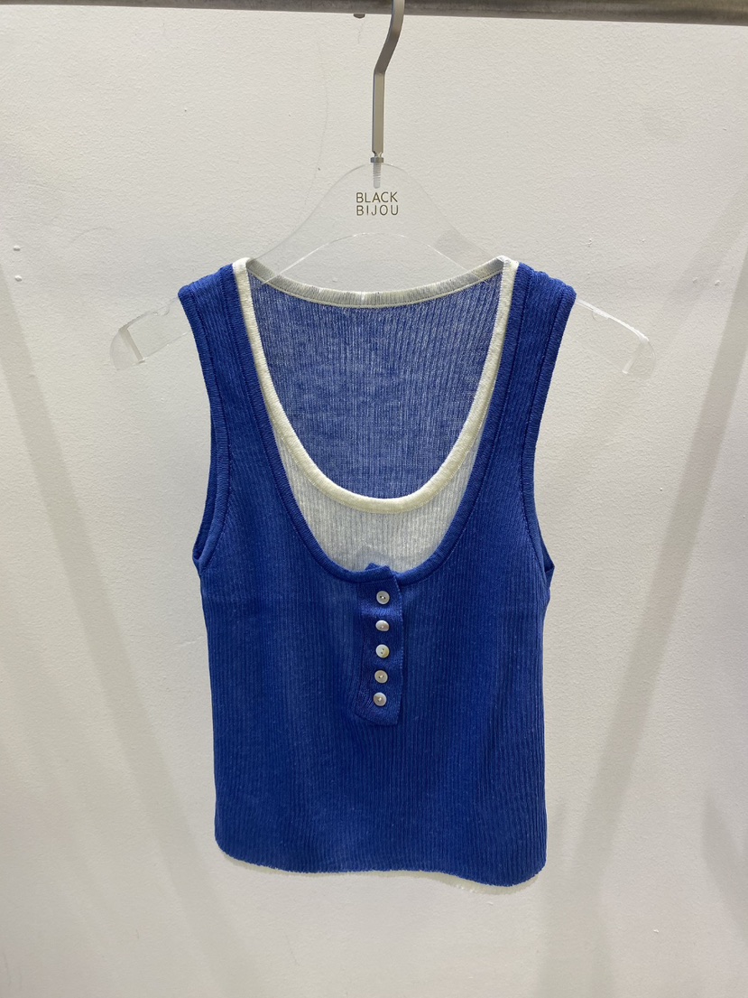 BLACK BIJOU韓國代購女士新品推薦吊帶背心無袖針織衫撞色BLACK BIJOU吊帶/背心圖色2