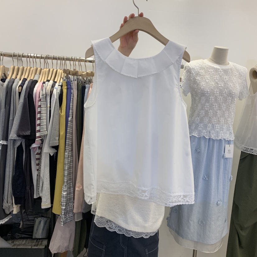 TAN&amp;COMO韓國代購女裝新品26夏季職業襯衫蕾絲衫雙面tan-COMO襯衫/蕾絲衫