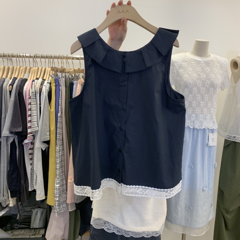 TAN&amp;COMO韓國代購女裝新品26夏季職業襯衫蕾絲衫雙面tan-COMO襯衫/蕾絲衫圖色2