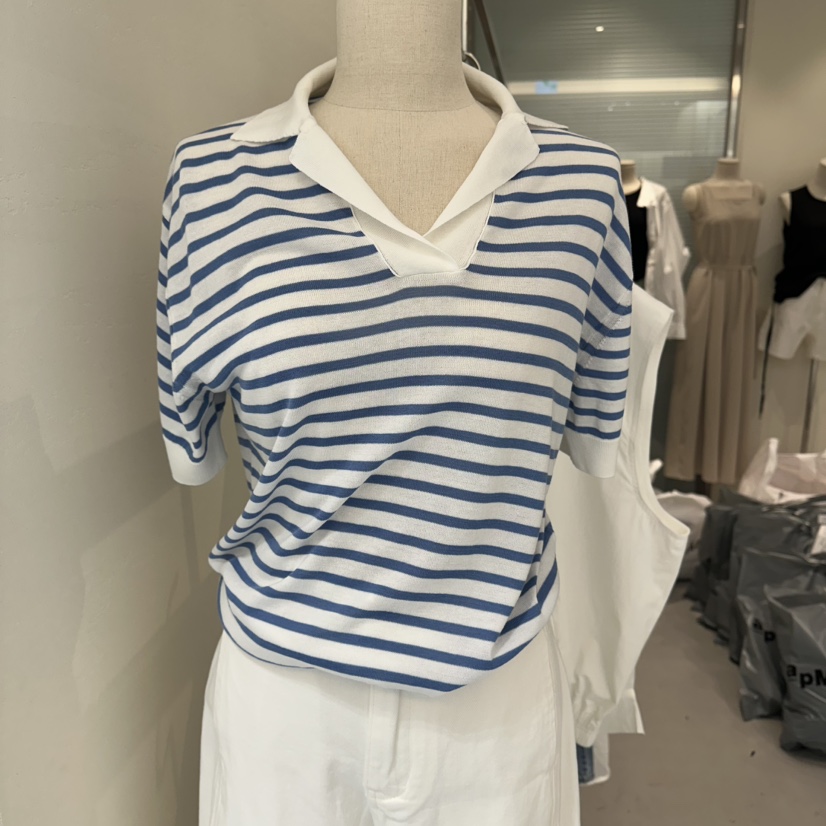 PLAMM韓國直郵女士新品人氣26春夏熱賣時尚針織衫絲質條紋PLAMM針織衫圖色2