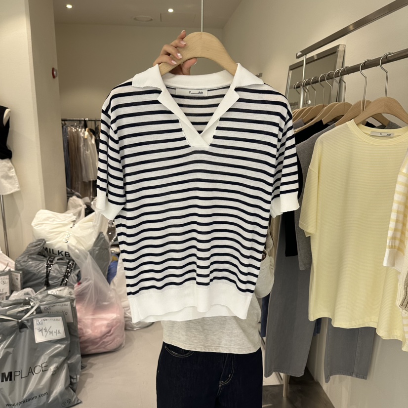 PLAMM韓國直郵女士新品人氣26春夏熱賣時尚針織衫絲質條紋PLAMM針織衫圖色4