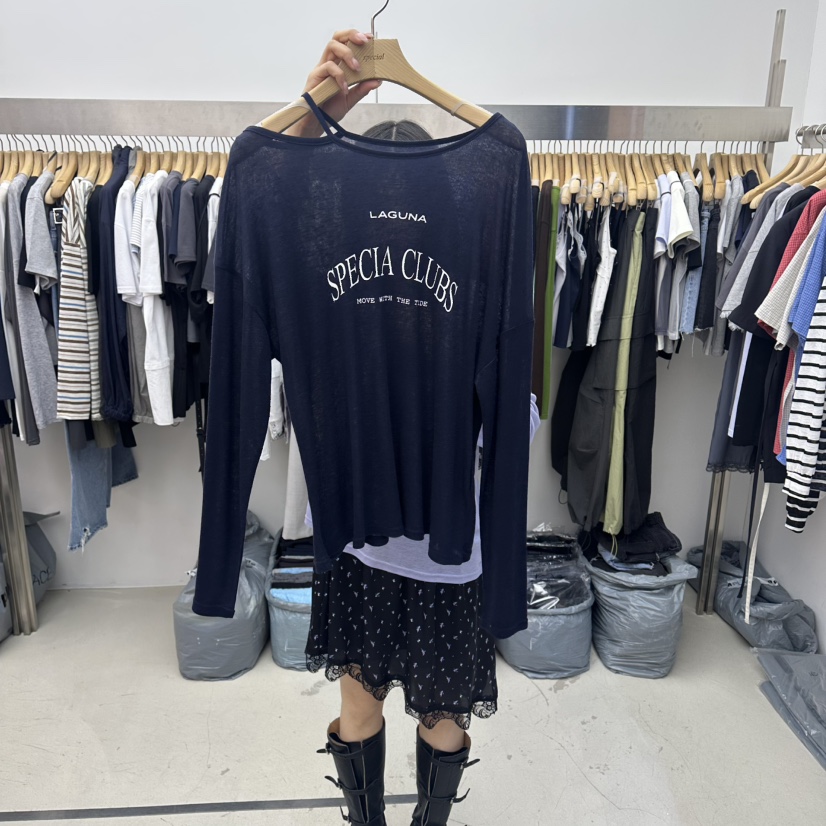 SPECIAL韓國直郵女裝新品職業人氣休閑時尚推薦26春夏長袖T恤SPECIAL長袖T恤圖色4深藍色