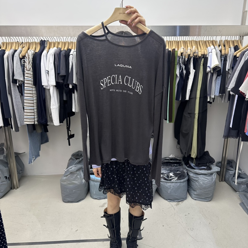 SPECIAL韓國直郵女裝新品職業人氣休閑時尚推薦26春夏長袖T恤SPECIAL長袖T恤圖色6墨色