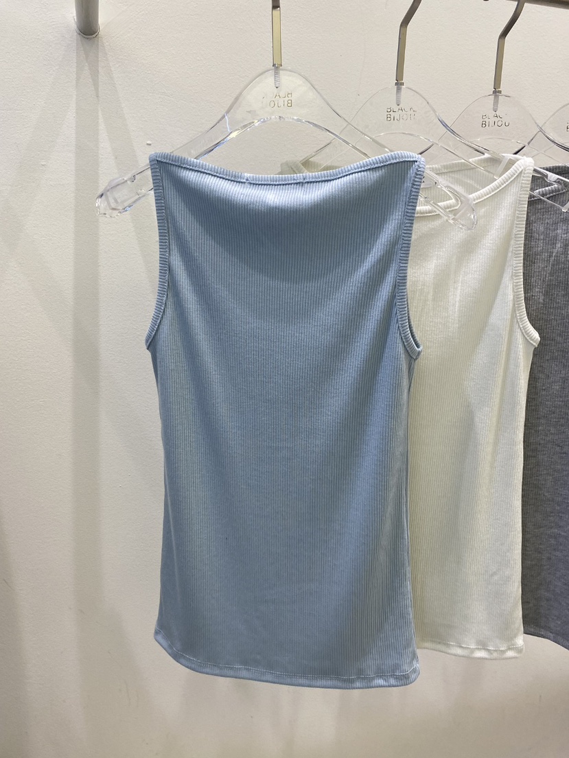 BLACK BIJOU韓國東大門代購女裝新品職業吊帶背心船領羅紋BLACK BIJOU吊帶/背心