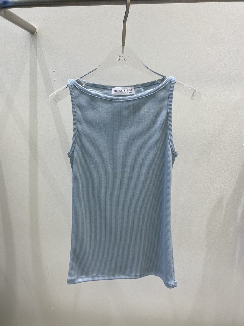 BLACK BIJOU韓國東大門代購女裝新品職業吊帶背心船領羅紋BLACK BIJOU吊帶/背心圖色1