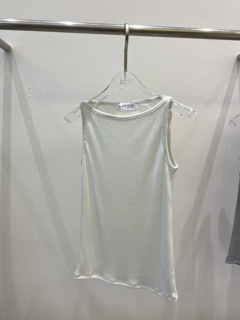 BLACK BIJOU韓國東大門代購女裝新品職業吊帶背心船領羅紋BLACK BIJOU吊帶/背心圖色2