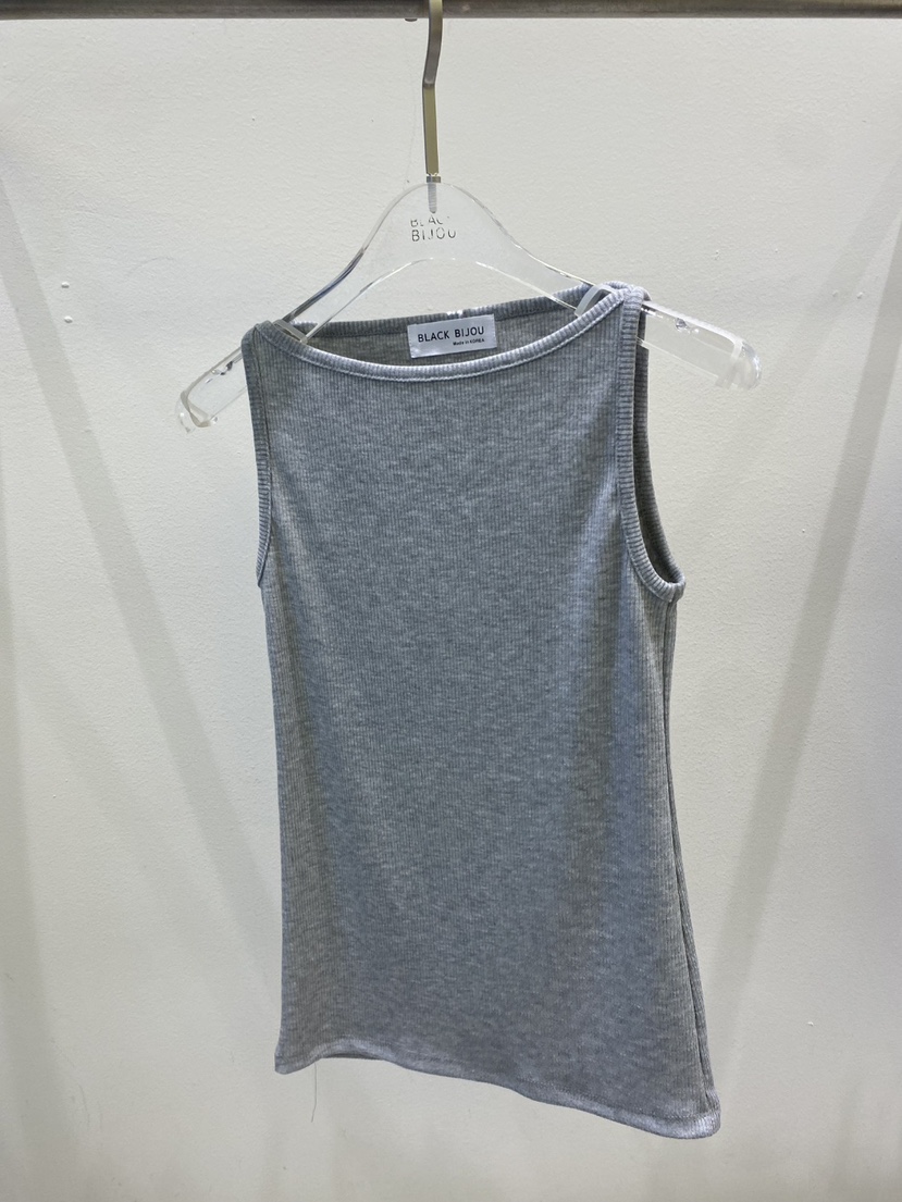 BLACK BIJOU韓國東大門代購女裝新品職業吊帶背心船領羅紋BLACK BIJOU吊帶/背心圖色3