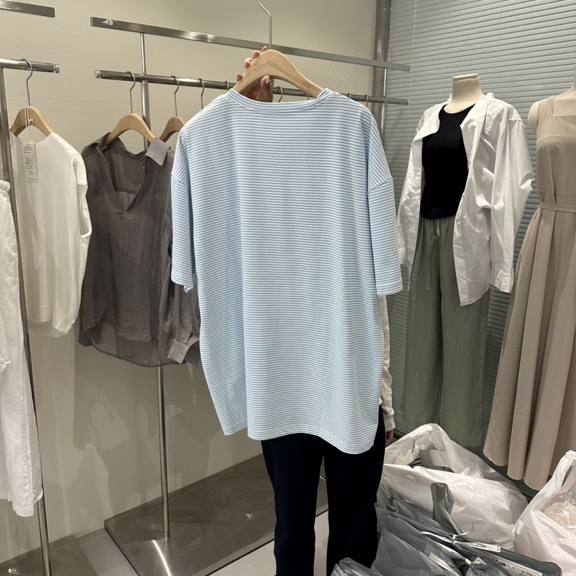 PLAMM韓國東大門直郵女士新款熱賣休閑推薦時尚T恤刺繡條紋PLAMMT恤