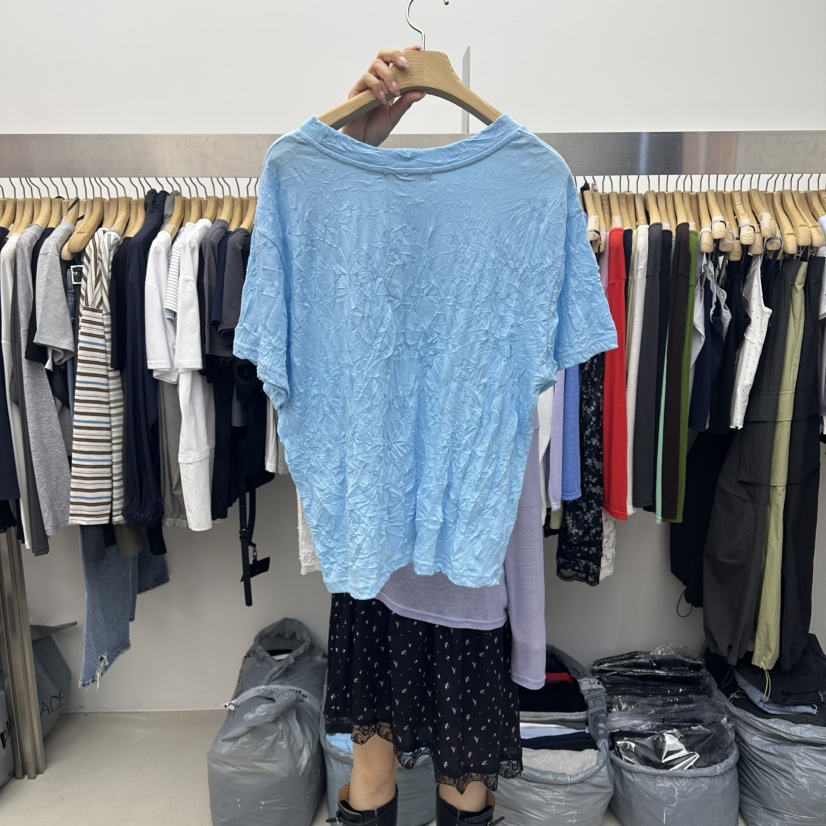 SPECIAL韓國直郵女裝新款職業熱賣26春夏推薦26夏季T恤褶皺SPECIALT恤