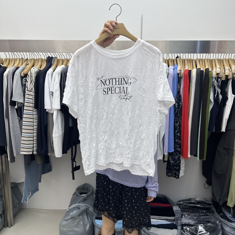 SPECIAL韓國直郵女裝新款職業熱賣26春夏推薦26夏季T恤褶皺SPECIALT恤圖色1