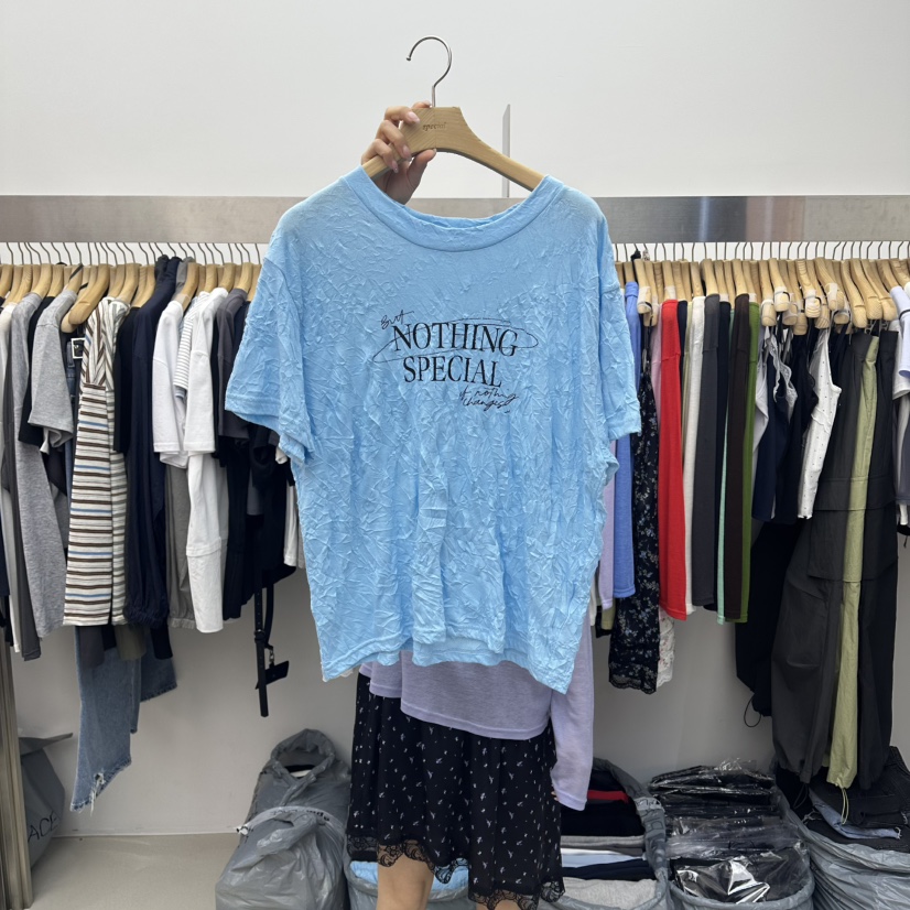 SPECIAL韓國直郵女裝新款職業熱賣26春夏推薦26夏季T恤褶皺SPECIALT恤圖色2