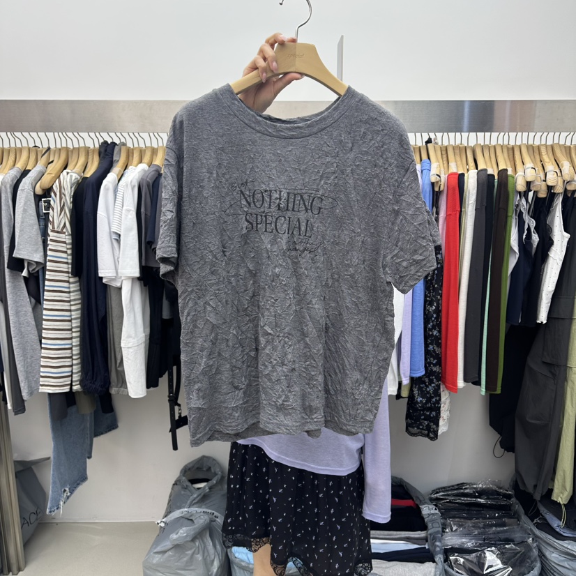 SPECIAL韓國直郵女裝新款職業熱賣26春夏推薦26夏季T恤褶皺SPECIALT恤圖色3