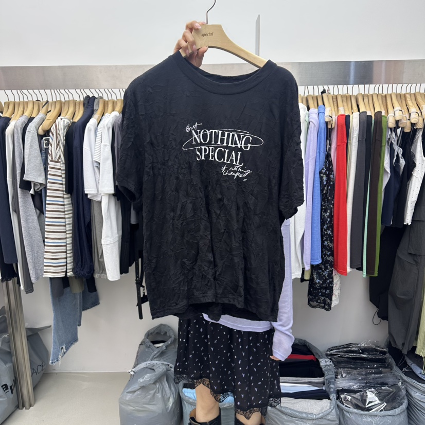 SPECIAL韓國直郵女裝新款職業熱賣26春夏推薦26夏季T恤褶皺SPECIALT恤圖色4