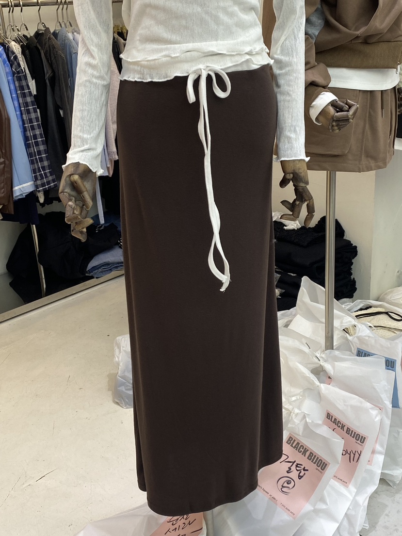 BLACK BIJOU韓國東大門代購女裝新款職業半身裙中短裙撞色BLACK BIJOU半身裙/中短裙