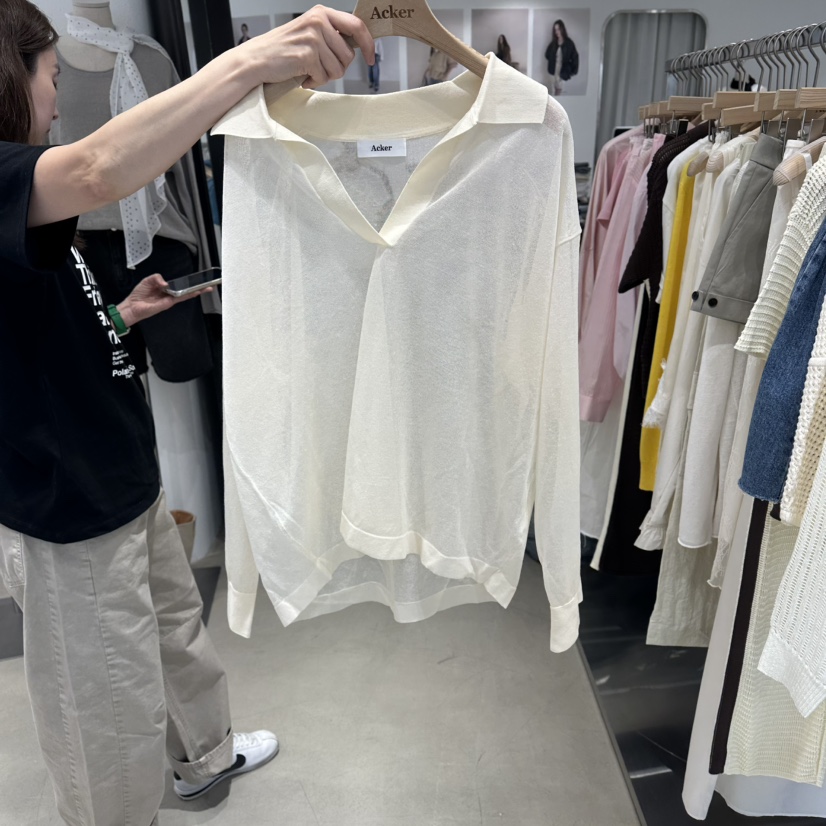 ACKER韓國代購女裝新款職業推薦熱賣26夏季針織衫透視開衫ACKER針織衫圖色1