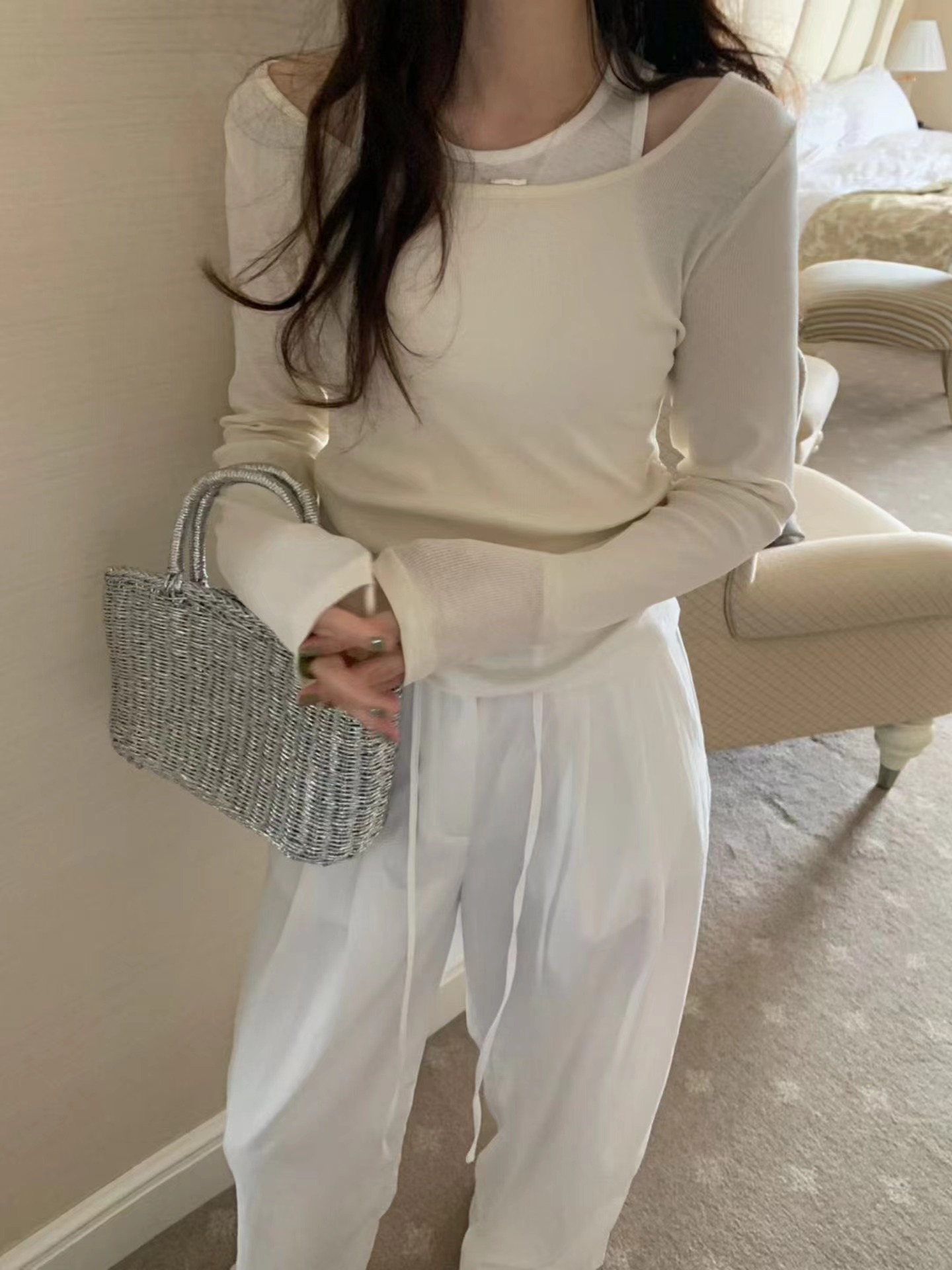 PYT-ot韓國代購女裝新品26春夏休閑推薦熱賣長袖T恤假兩件pretty young thing長袖T恤