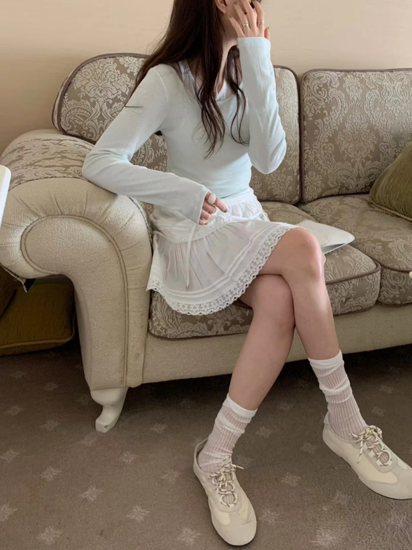 PYT-ot韓國代購女裝新品26春夏休閑推薦熱賣長袖T恤假兩件pretty young thing長袖T恤