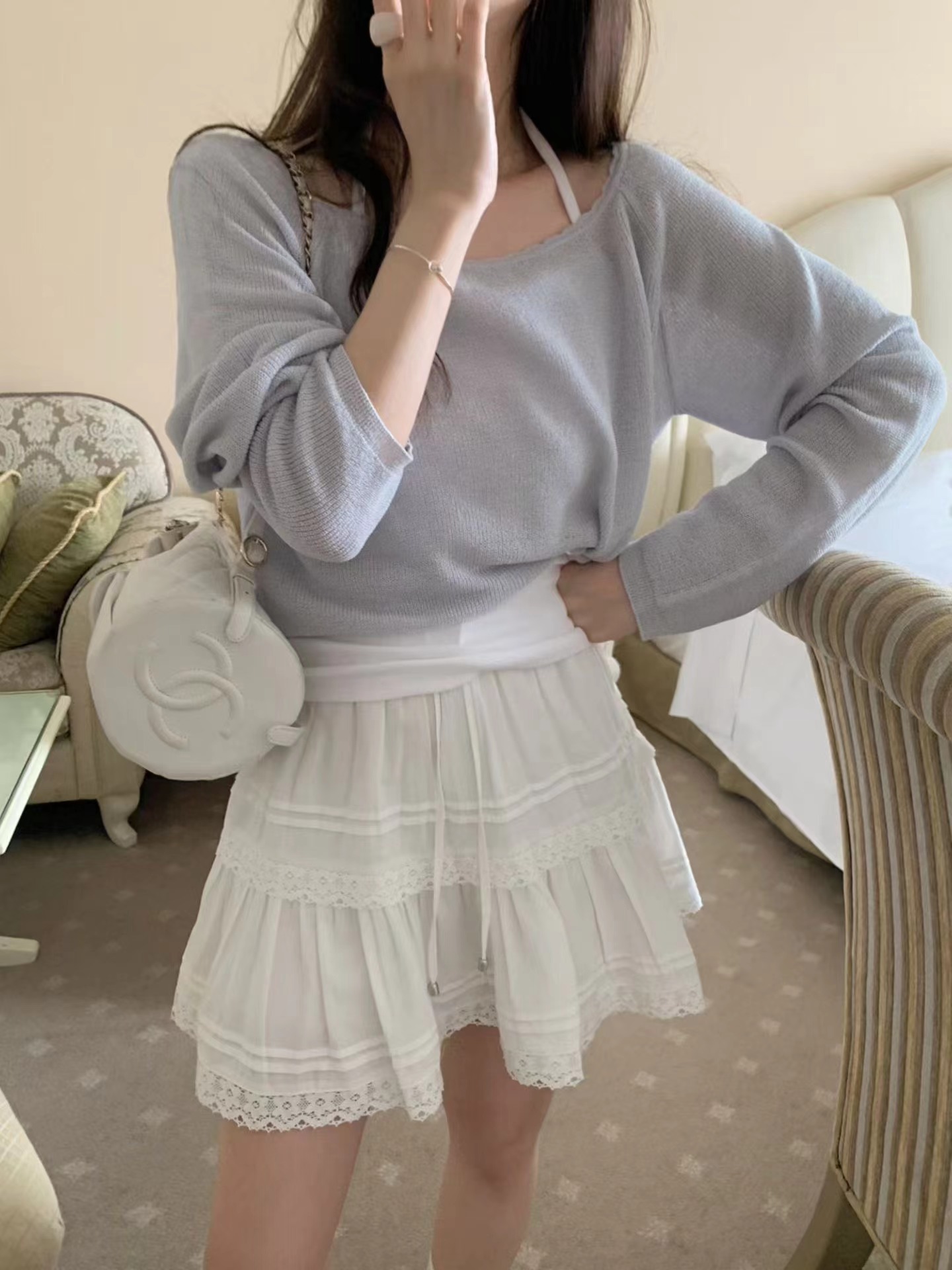 PYT-ot韓國東大門直郵女士新款26春夏休閑熱賣26夏季短裙pretty young thing短裙