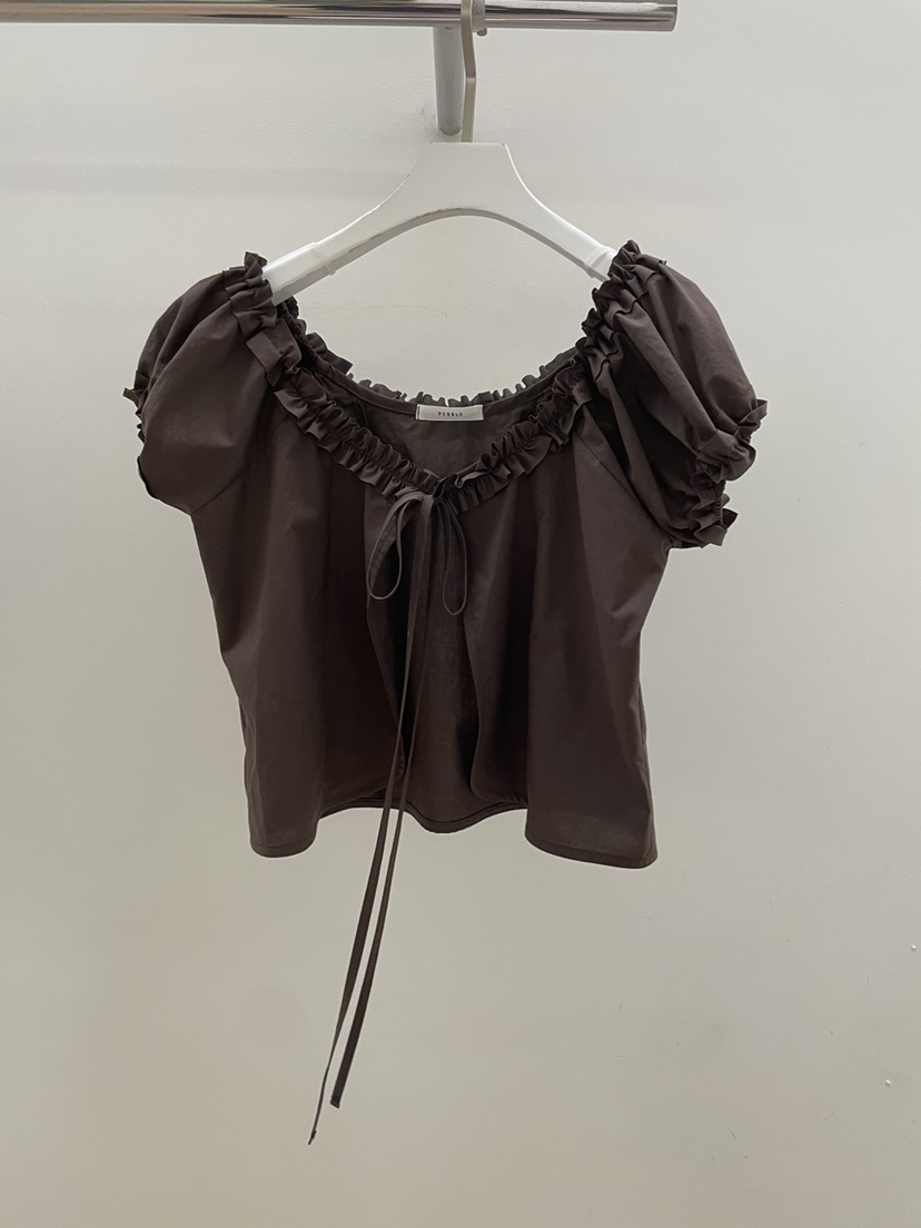 PEBBLE韓國代購女士新品26春夏時尚真品休閑職業襯衫蕾絲衫PEBBLE襯衫/蕾絲衫圖色2