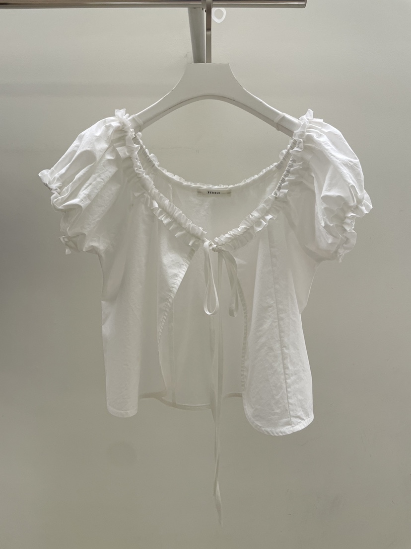 PEBBLE韓國代購女士新品26春夏時尚真品休閑職業襯衫蕾絲衫PEBBLE襯衫/蕾絲衫圖色3