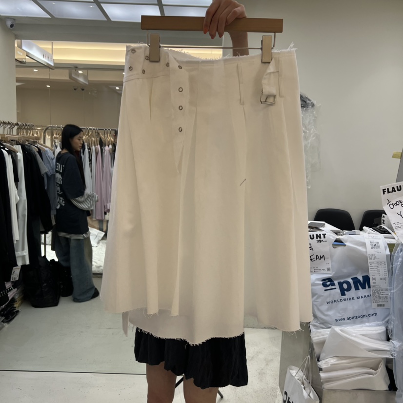FLAUNT韓國代購女士新品熱賣職業人氣半身裙中短裙腰帶褶裙FLAUNT半身裙/中短裙圖色1