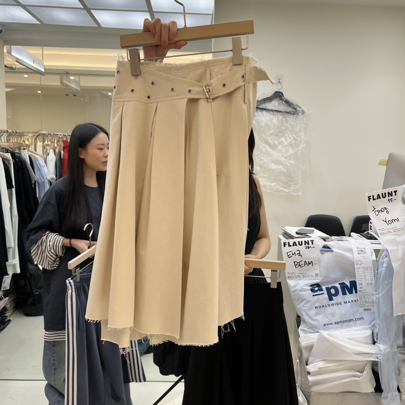 FLAUNT韓國代購女士新品熱賣職業人氣半身裙中短裙腰帶褶裙FLAUNT半身裙/中短裙圖色2