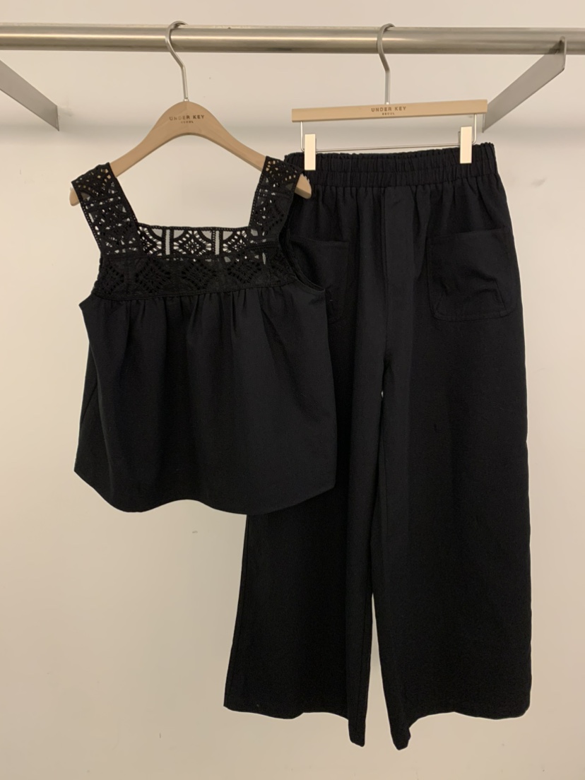 UNDER KEY韓國代購女裝新款熱賣時尚人氣26春夏套裝蕾絲UNDER KEY套裝圖色2黑色