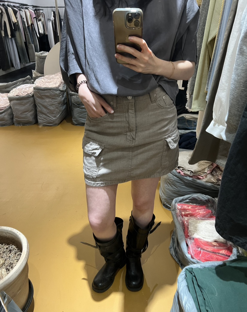 DE VENTI韓國直郵女士新品26春夏職業休閑真品時尚短裙亞麻DE VENTI短裙