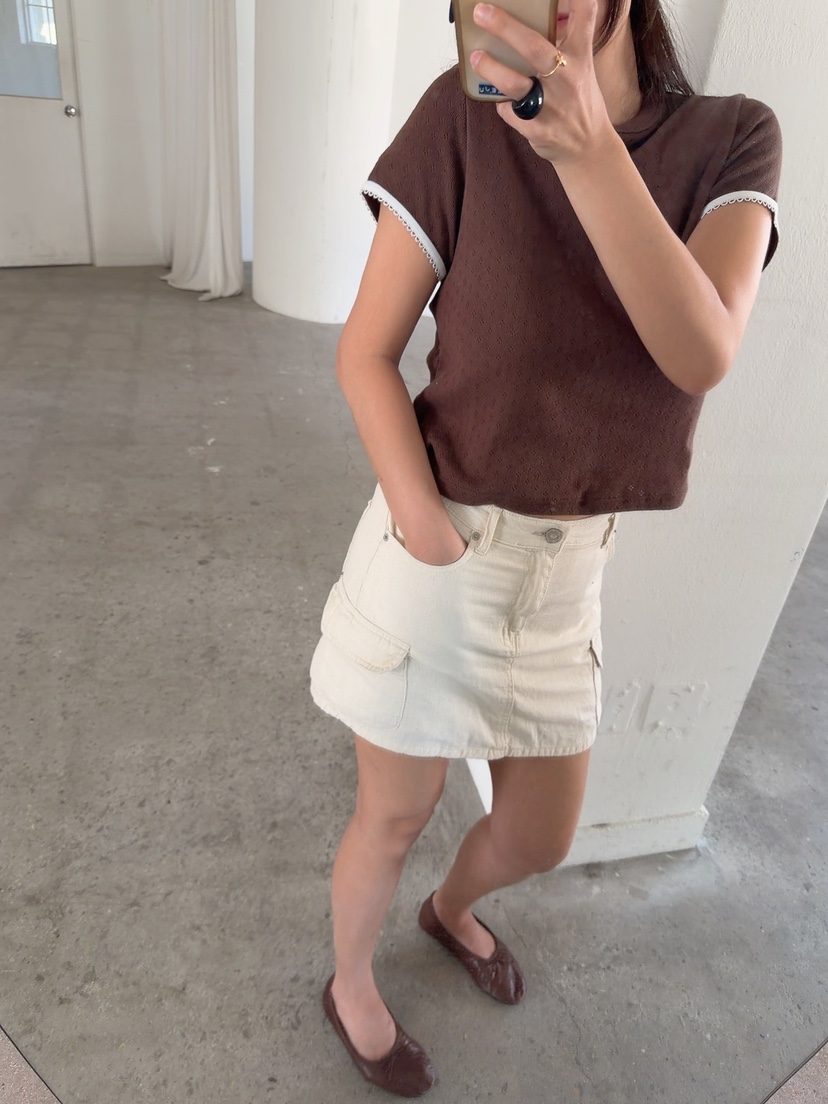 DE VENTI韓國直郵女士新品26春夏職業休閑真品時尚短裙亞麻DE VENTI短裙