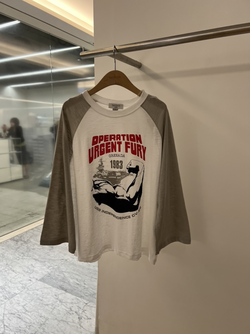 DE VENTI東大門直郵女士新品時尚人氣休閑長袖T恤插肩袖DE VENTI長袖T恤圖色2