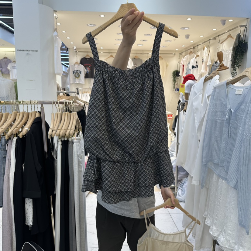 SYMPHONY東大門直郵女士新品真品休閑26春夏吊帶背心格子SYMPHONY吊帶/背心