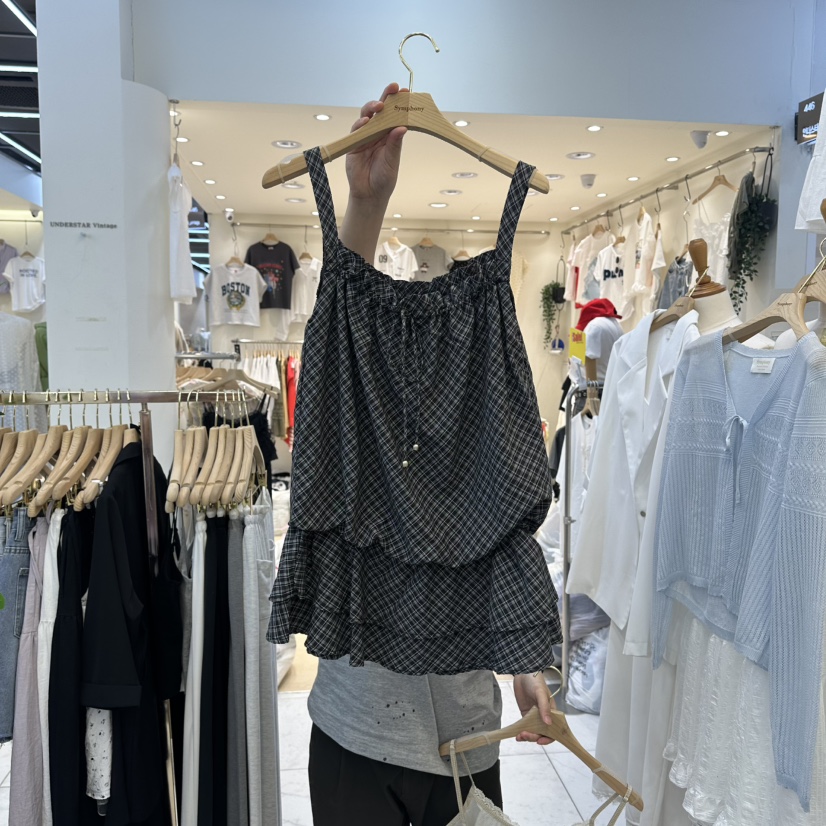 SYMPHONY東大門直郵女士新品真品休閑26春夏吊帶背心格子SYMPHONY吊帶/背心圖色1