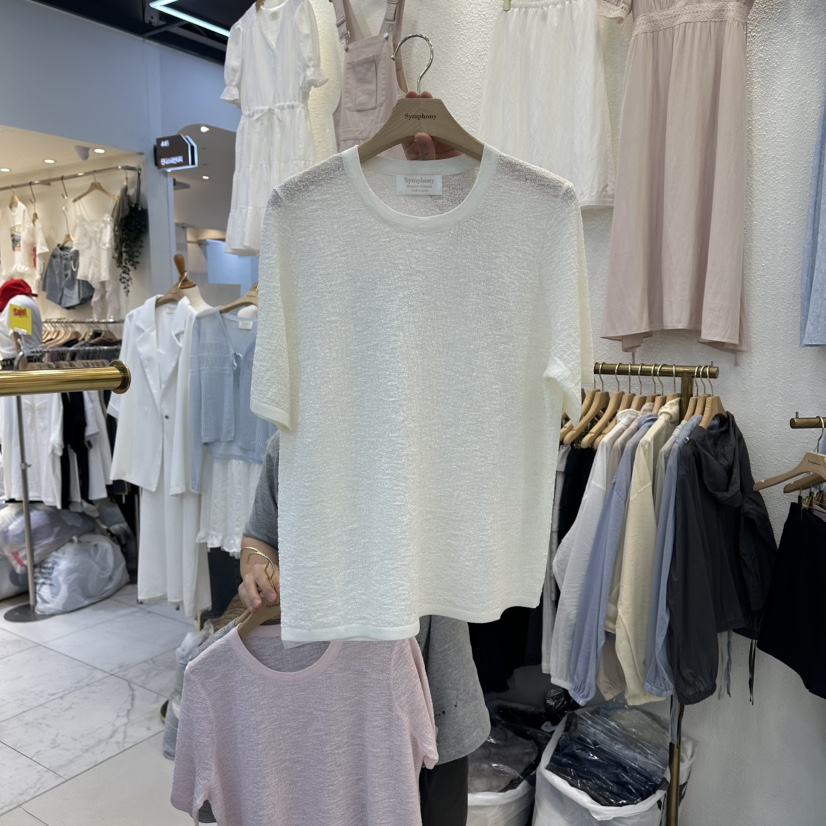 SYMPHONY東大門實拍女士新品休閑推薦真品熱賣職業T恤透明SYMPHONYT恤圖色1