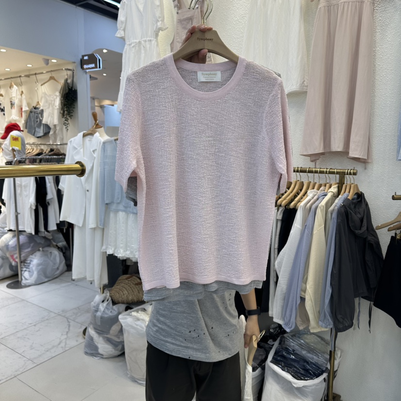 SYMPHONY東大門實拍女士新品休閑推薦真品熱賣職業T恤透明SYMPHONYT恤圖色2