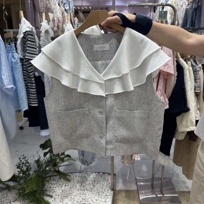 VIRUS韓國代購女士新品熱賣職業推薦人氣時尚休閑馬甲雙層VIRUS馬甲圖色2