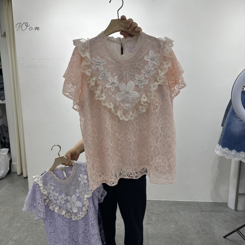 MS韓國代購女裝新品26春夏人氣時尚職業休閑熱賣襯衫蕾絲衫MS襯衫/蕾絲衫圖色1