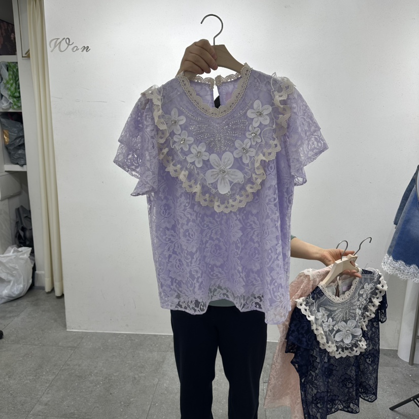 MS韓國代購女裝新品26春夏人氣時尚職業休閑熱賣襯衫蕾絲衫MS襯衫/蕾絲衫圖色2