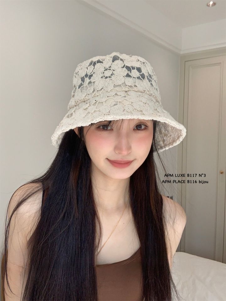 N3東大門實拍女士新款休閑熱賣人氣26春夏職業帽子花朵蕾絲N3帽子