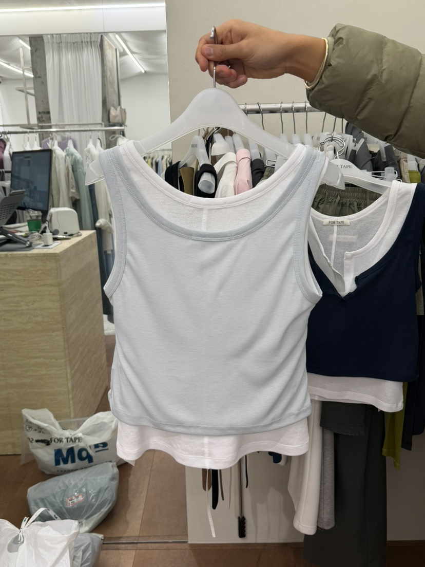 FOR TAPE東大門直郵女裝新品休閑職業推薦吊帶背心套裝紐扣FOR TAPE吊帶/背心