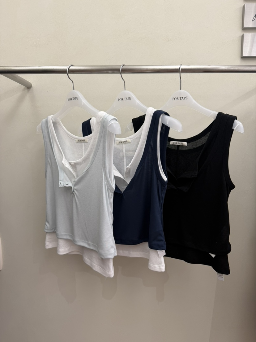 FOR TAPE東大門直郵女裝新品休閑職業推薦吊帶背心套裝紐扣FOR TAPE吊帶/背心