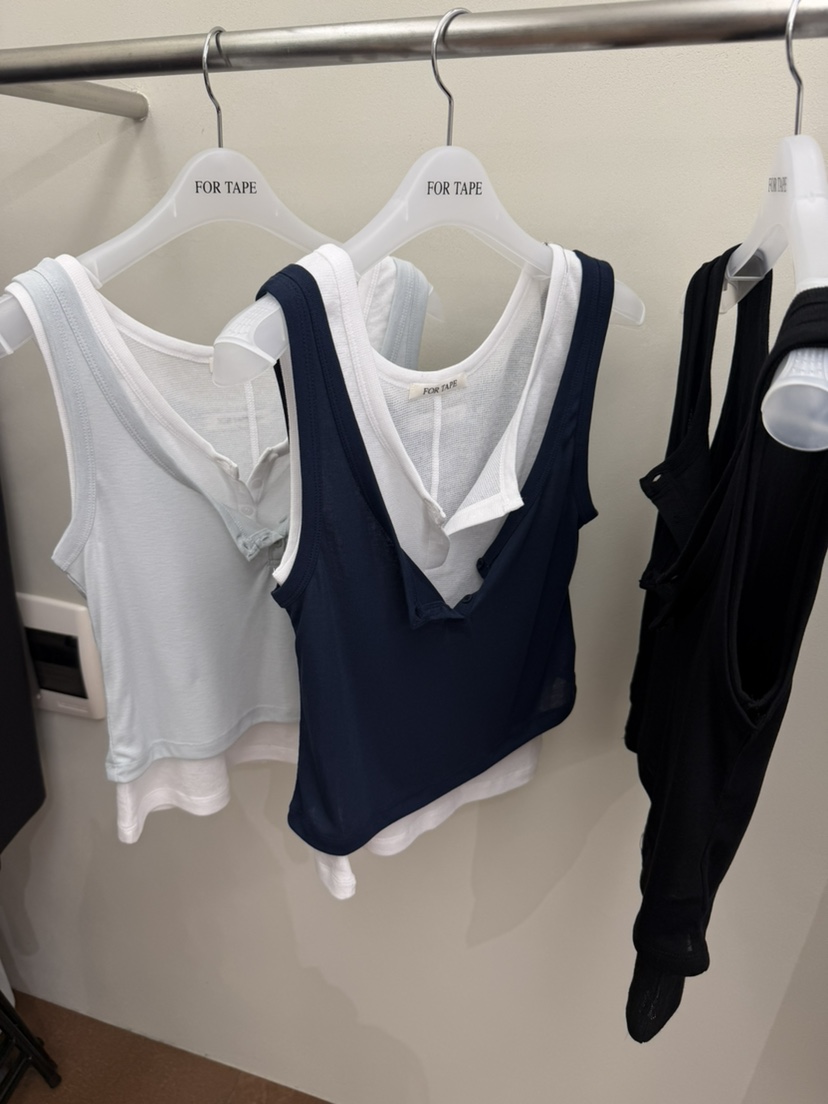FOR TAPE東大門直郵女裝新品休閑職業推薦吊帶背心套裝紐扣FOR TAPE吊帶/背心