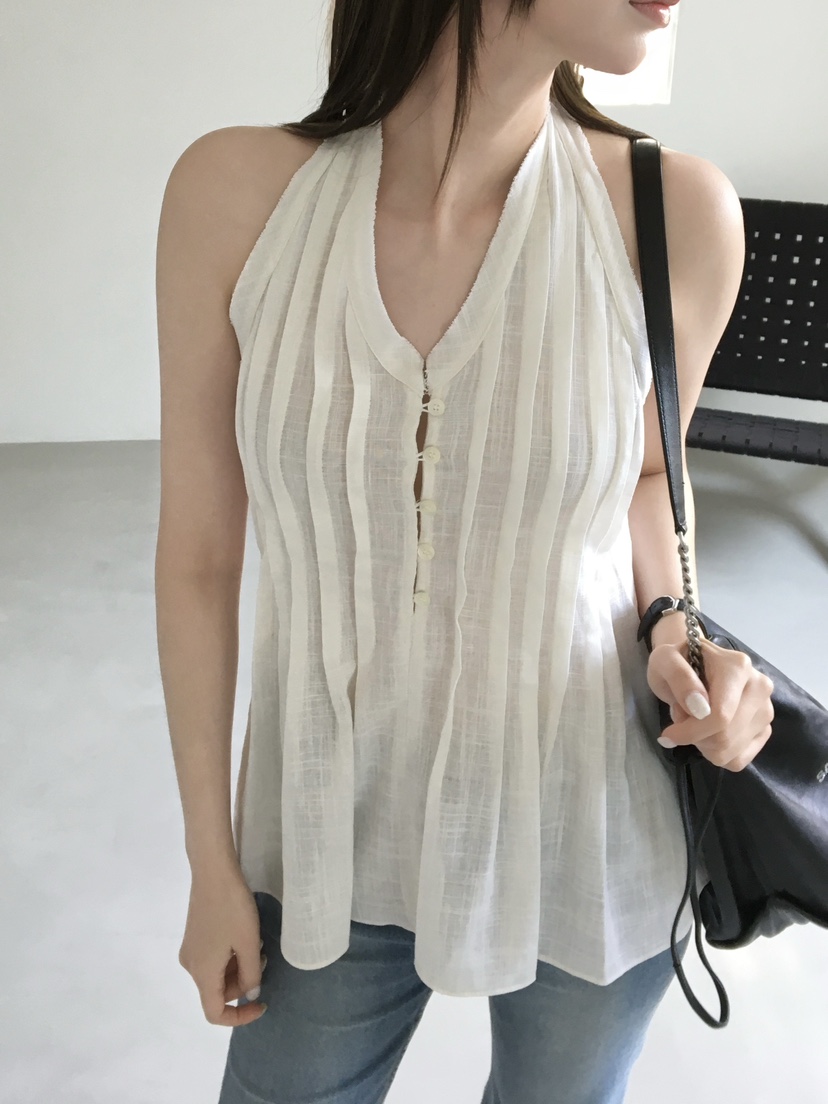 LEGACY東大門代購女士新品真品26春夏人氣吊帶背心褶裥亞麻LEGACY吊帶/背心
