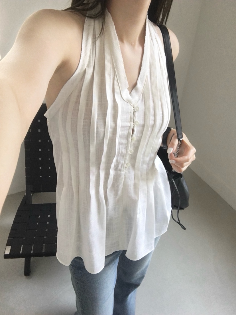 LEGACY東大門代購女士新品真品26春夏人氣吊帶背心褶裥亞麻LEGACY吊帶/背心