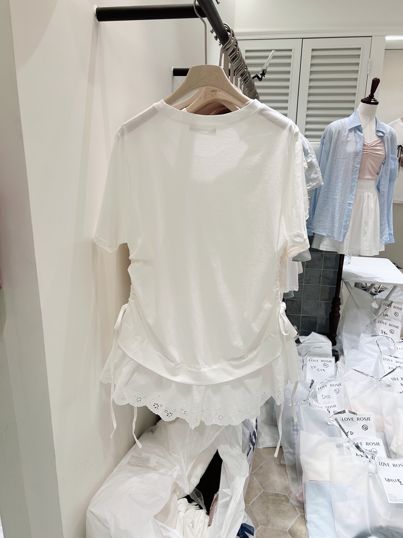 LOVE ROSIE東大門代購女裝新款26春夏休閑職業T恤蕾絲褶皺LOVE ROSIET恤