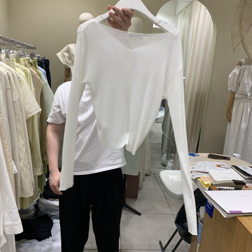 BROCCOLISALAD東大門代購女士新品熱賣人氣長袖T恤亞麻布BROCCOLISALAD長袖T恤
