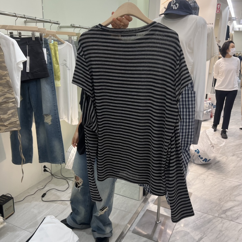 POWDER韓國代購女士新款時尚推薦26春夏休閑熱賣長袖T恤開衩POWDER長袖T恤