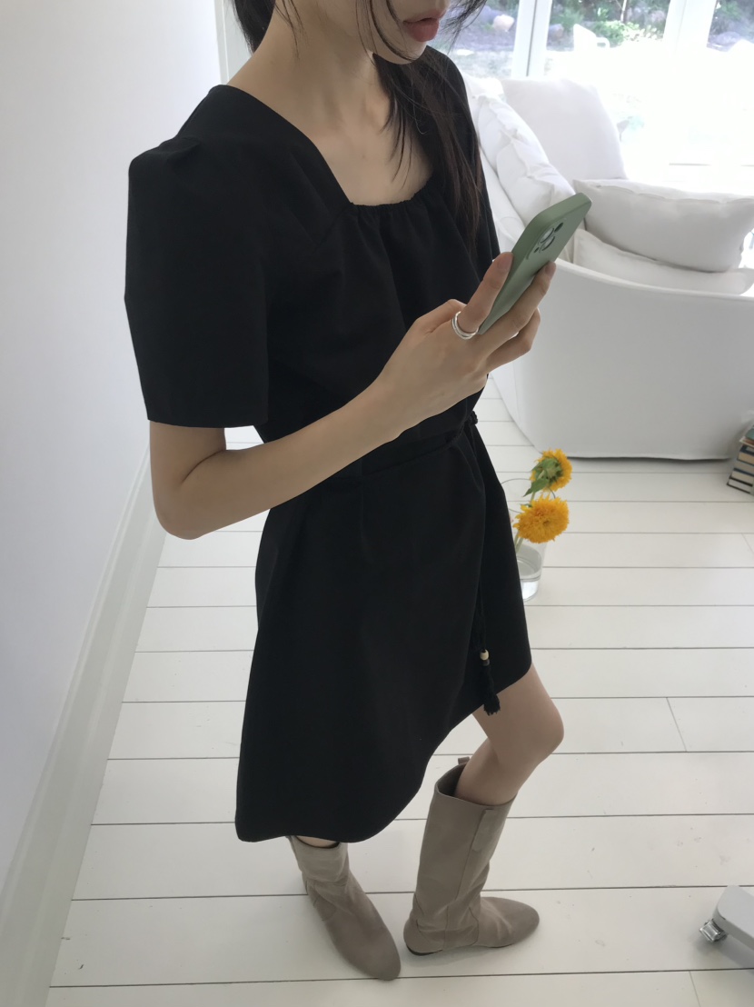 ME MO韓國東大門直郵女士新款26夏季休閑26春夏連衣裙含腰繩ME MO連衣裙