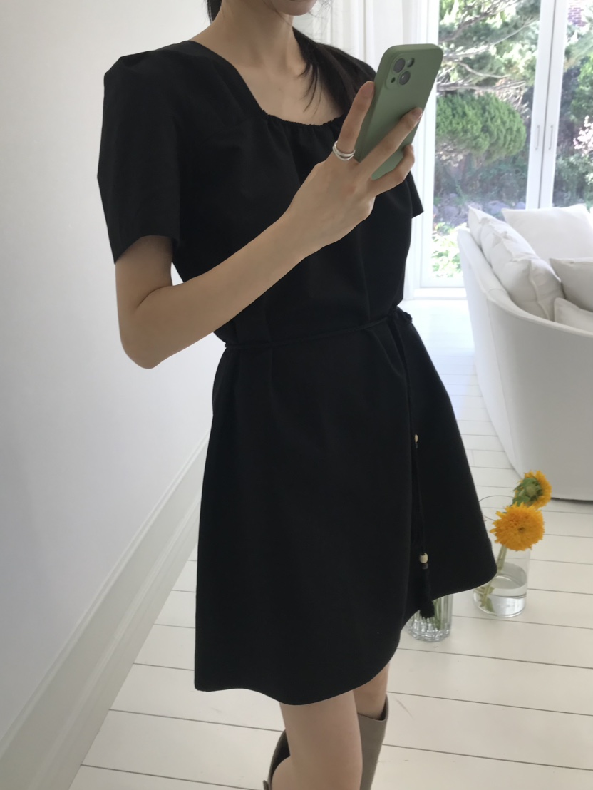 ME MO韓國東大門直郵女士新款26夏季休閑26春夏連衣裙含腰繩ME MO連衣裙