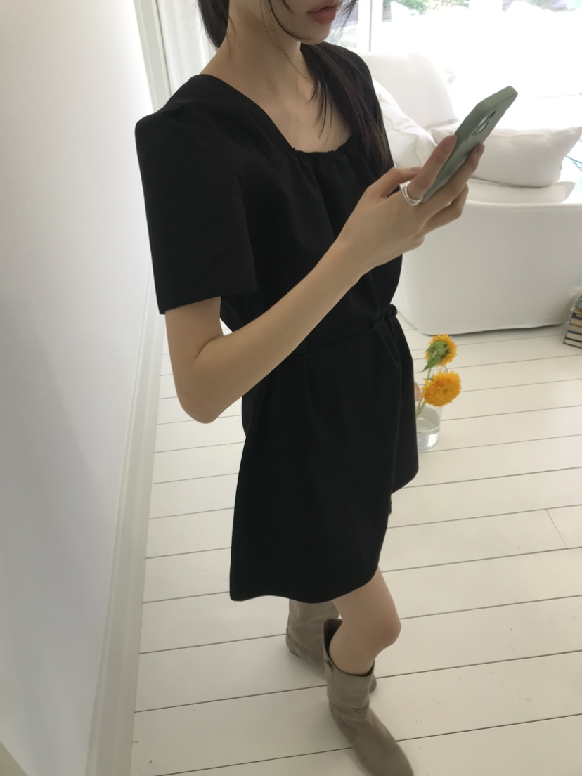 ME MO韓國東大門直郵女士新款26夏季休閑26春夏連衣裙含腰繩ME MO連衣裙
