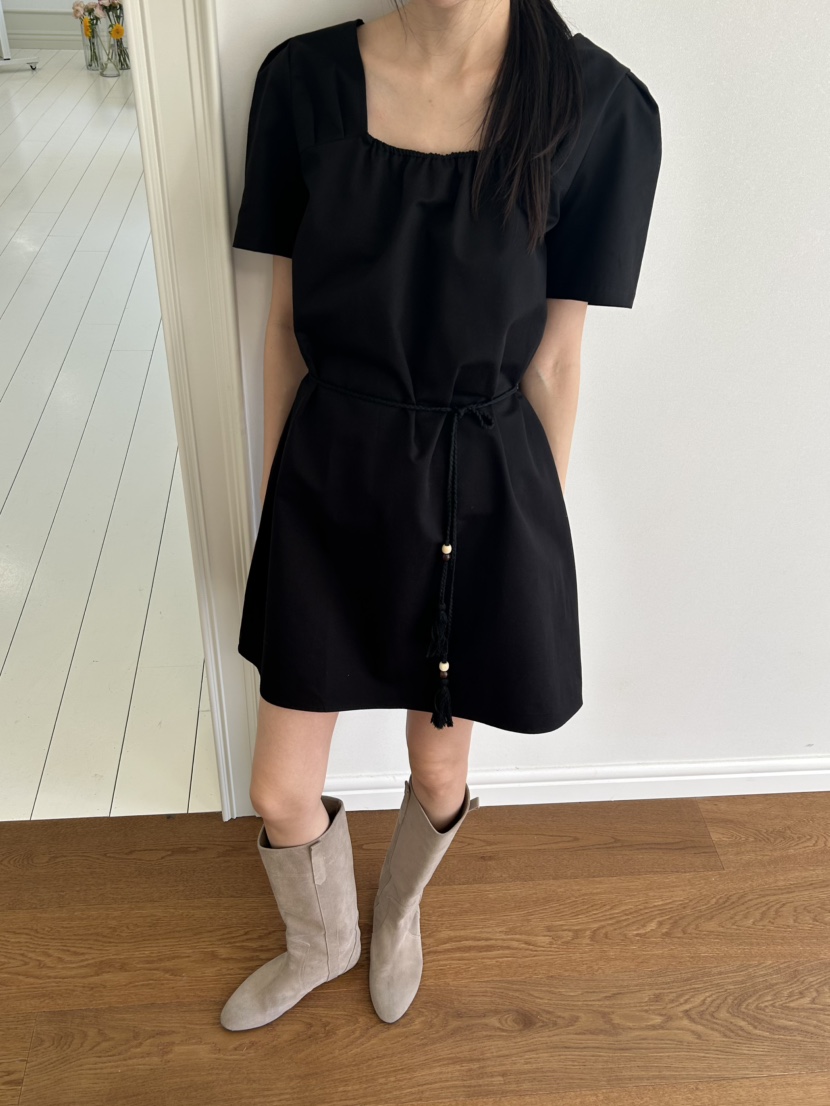 ME MO韓國東大門直郵女士新款26夏季休閑26春夏連衣裙含腰繩ME MO連衣裙圖色2